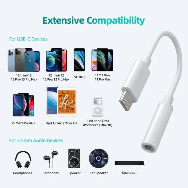 CHOETECH AUX005 iPhone 8-pin to 3.5mm Headphone Adapter