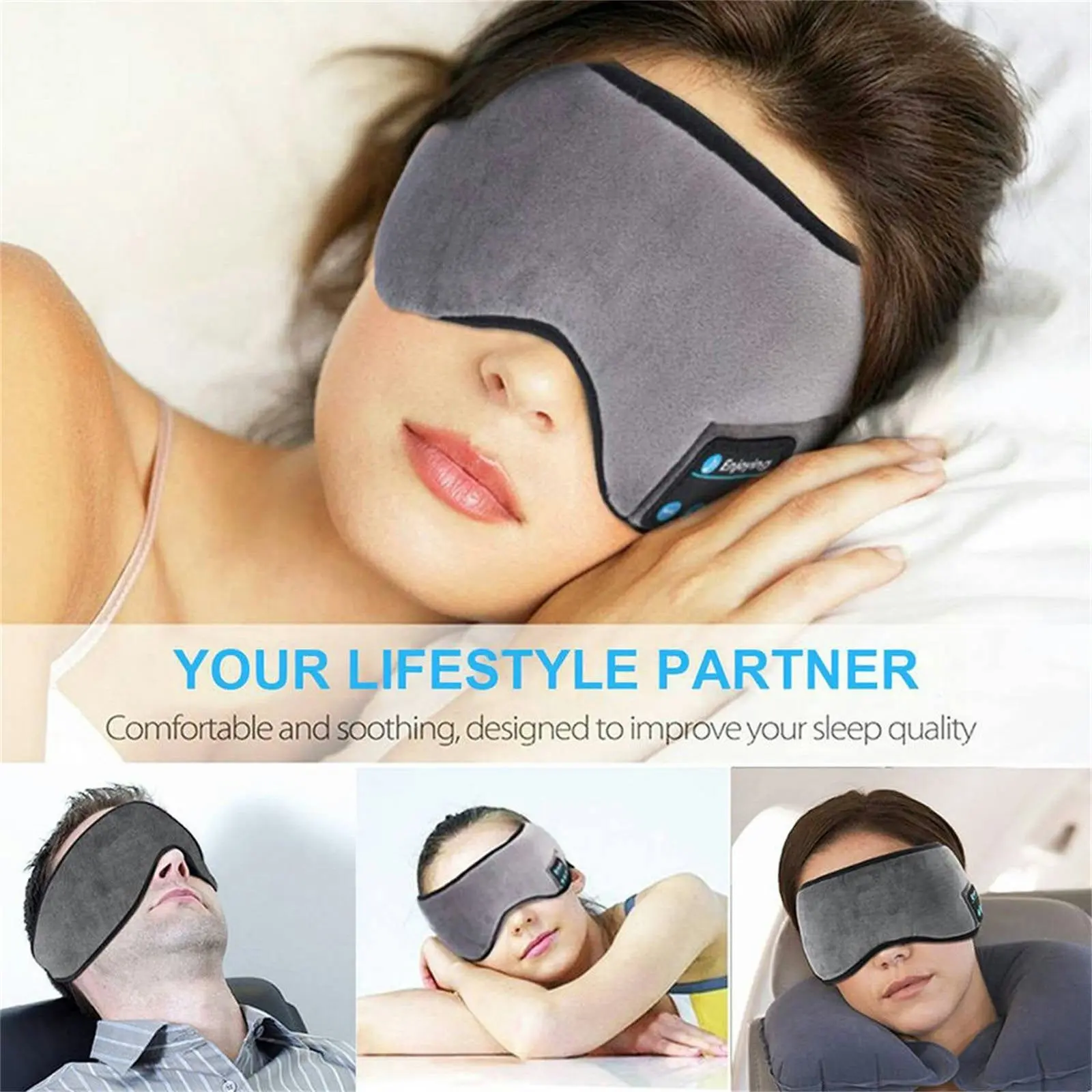 Mobax Bluetooth 5.0 Stereo Eye Mask Headphones Wireless for Sleep and Music