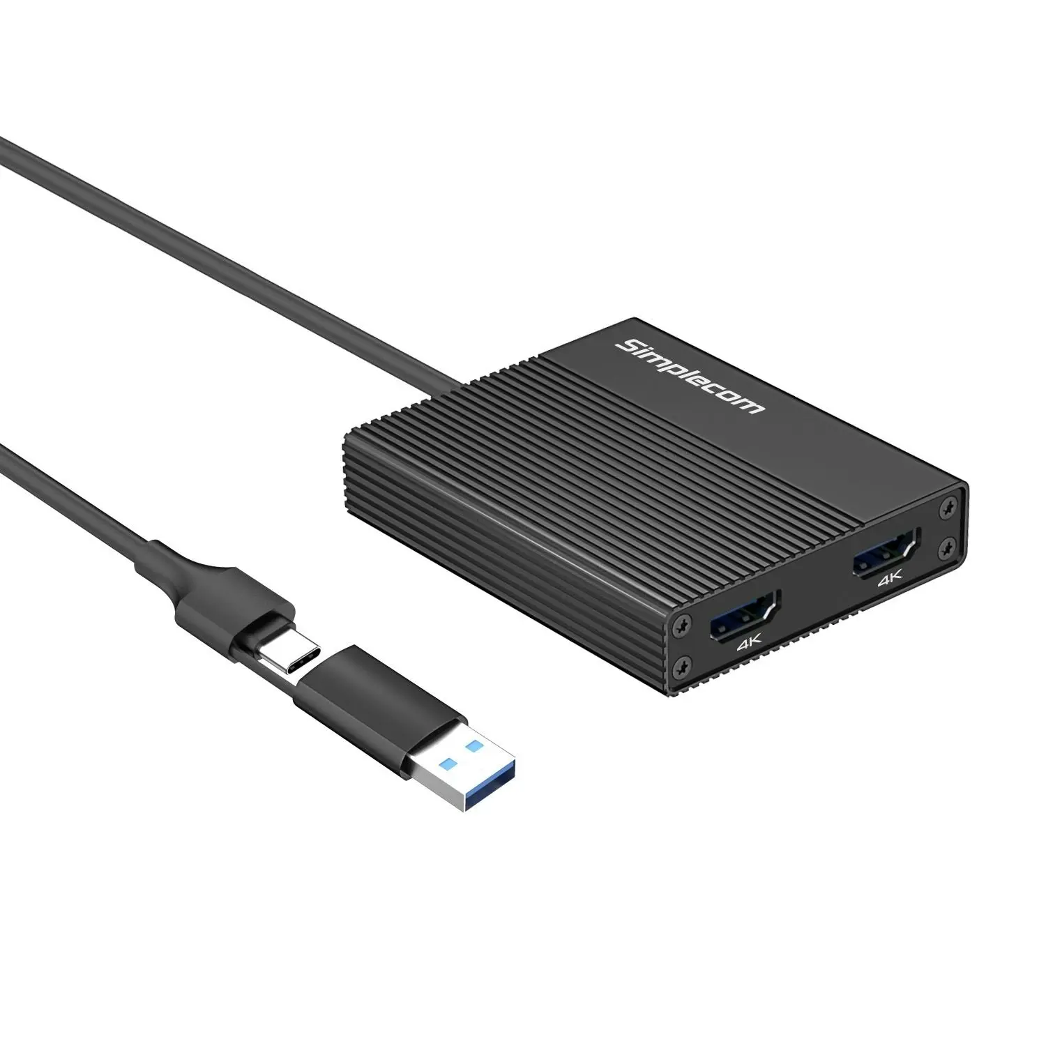 Simplecom DA369 USB 3.0 or USB-C to Dual 4K HDMI 2.0 Display Adapter for 2x 4K@60Hz Extended Screens