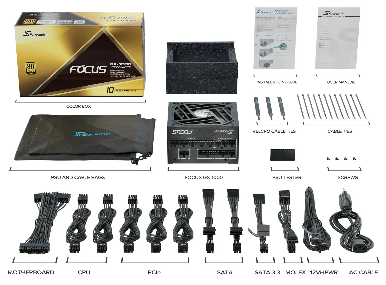 Seasonic FOCUS GX-1000 ATX 3.0 1000W Gold PSU (SSR-1000FX3)