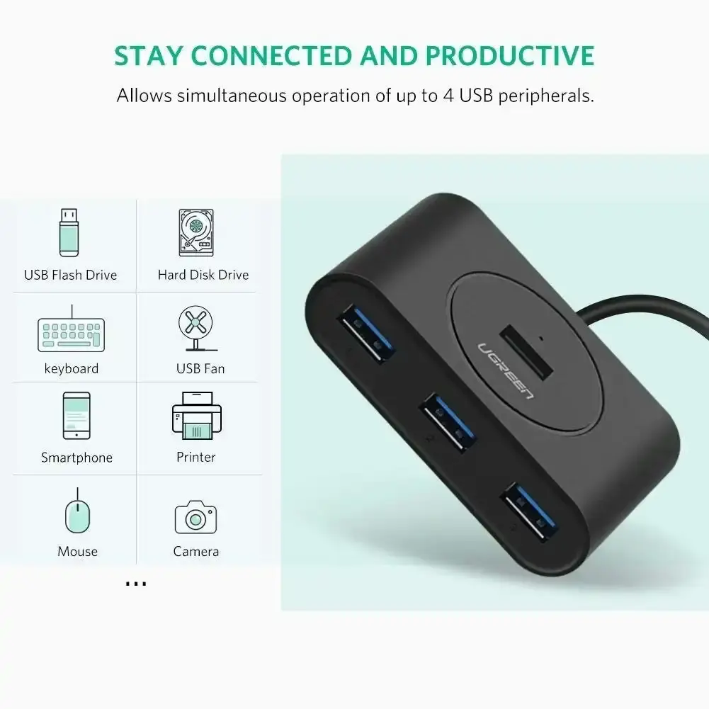 UGREEN USB 3.0 4 Ports Hub Black 50CM (20290)