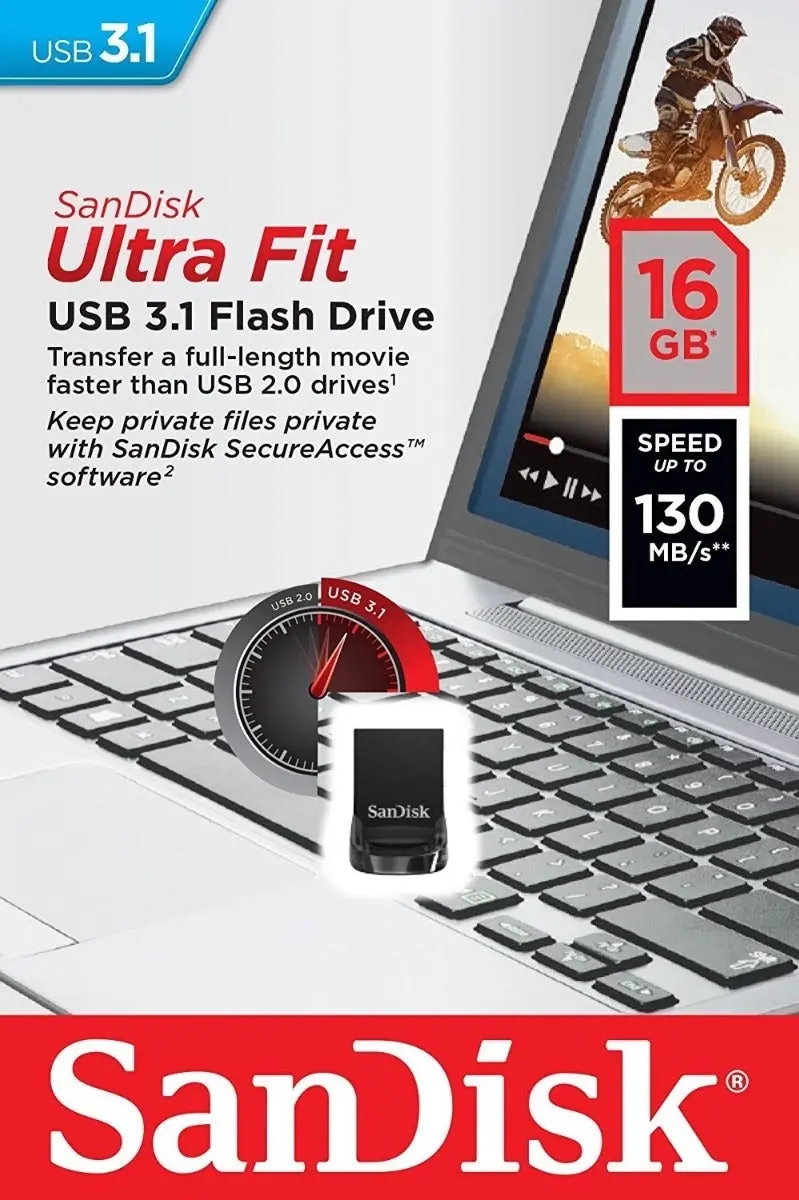 Sandisk 16gb Cz430 Ultra Fit Usb 3.1 (Sdcz430 016g)