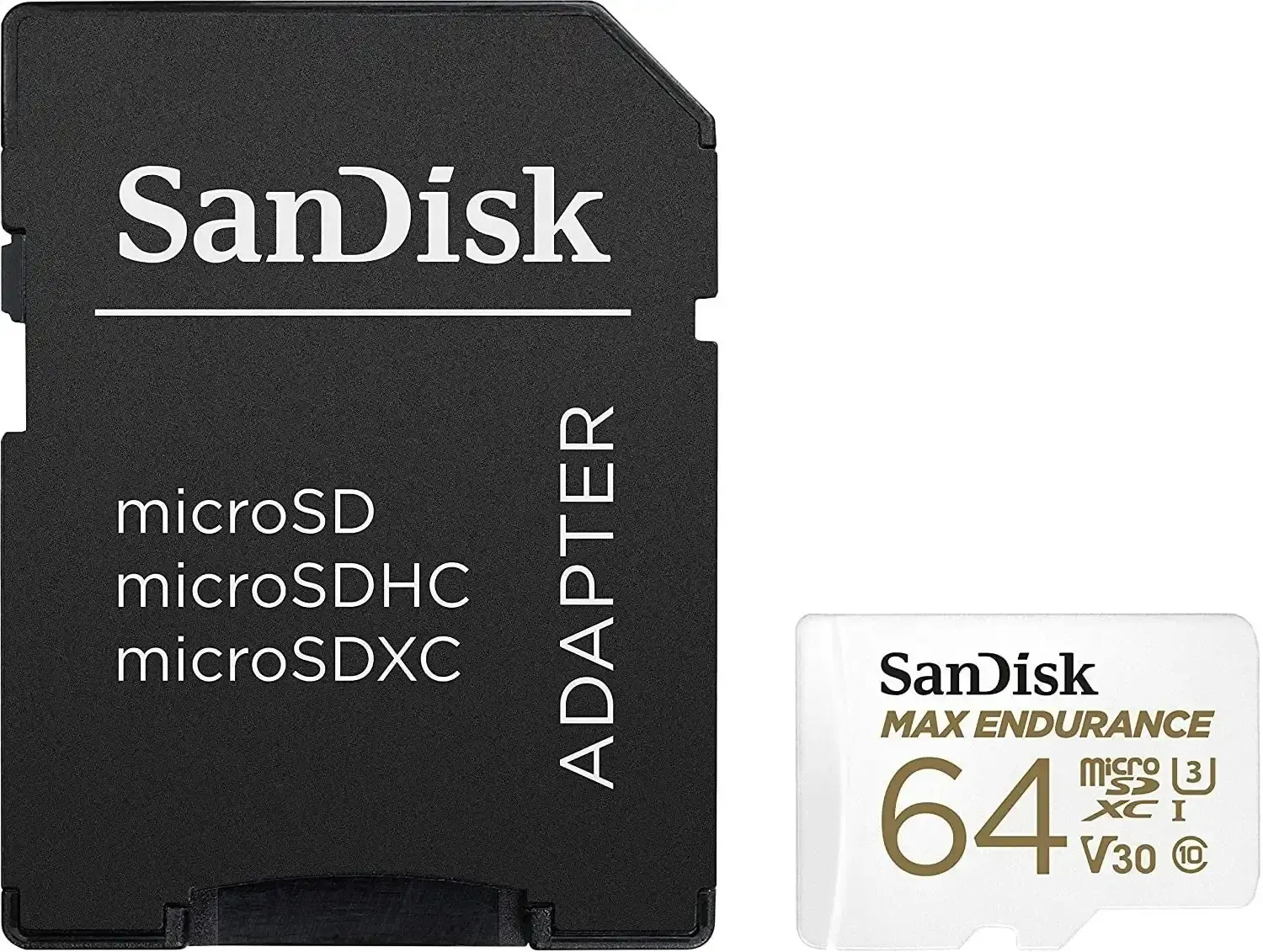 Sandisk Max Endurance Microsdxc Card SQQVR 64G (30 000 HRS) UHS-I C10 U3 V30 100MB/S R 40MB/S W SD Adaptor SDSQQVR-064G-GN6IA