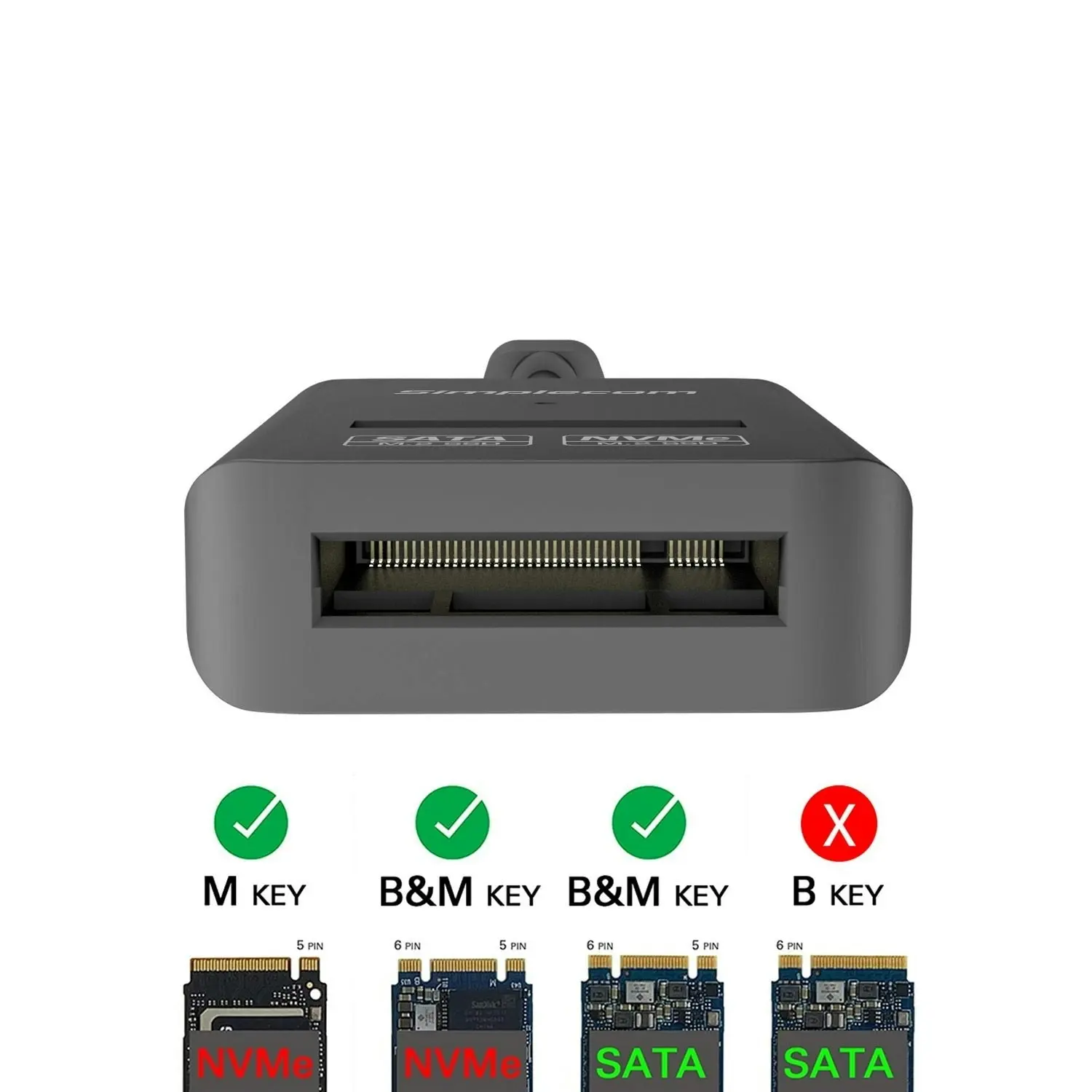 Simplecom SA506 NVMe / SATA Dual Protocol M.2 SSD to USB-C Adapter Converter USB 3.2 Gen 2 10Gbps