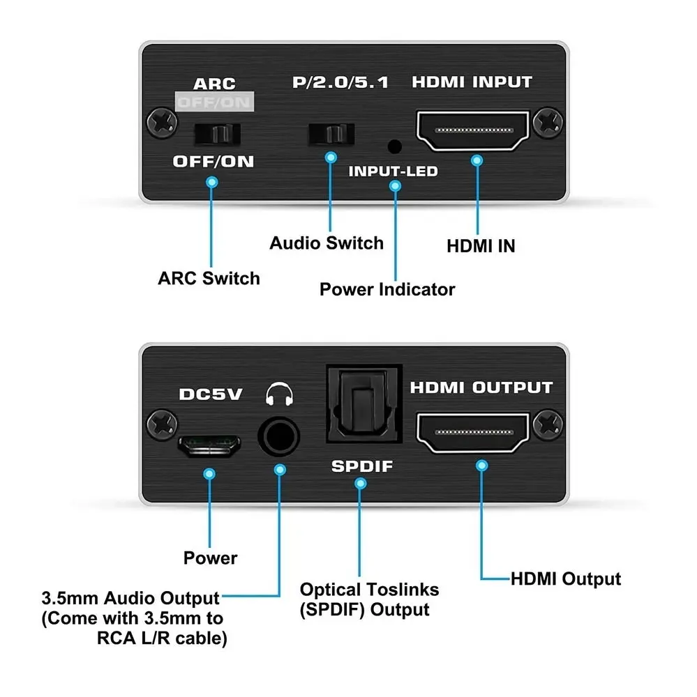 Simplecom CM425 HDMI 2.0 Audio Extractor Optical SPDIF and 3.5mm Stereo with ARC 4K@60Hz