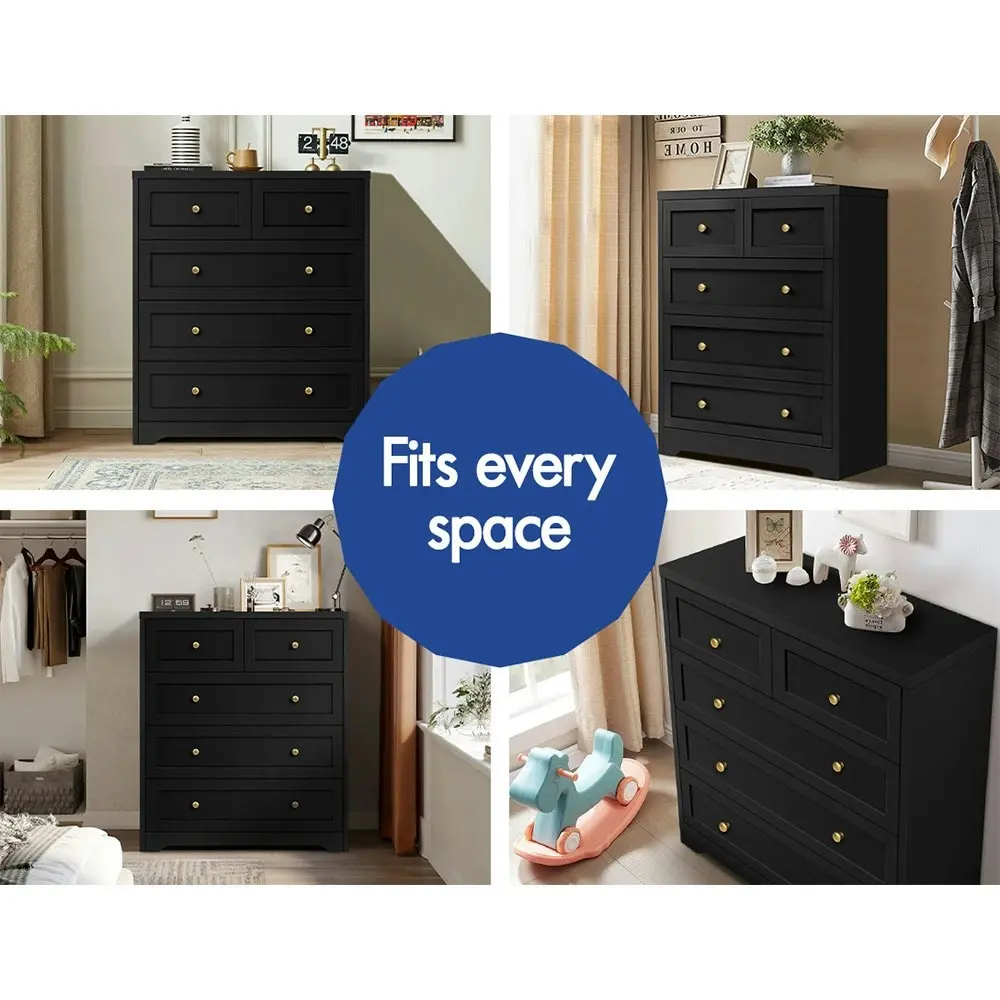 Alfordson 5 Chest of Drawers Hamptons Black