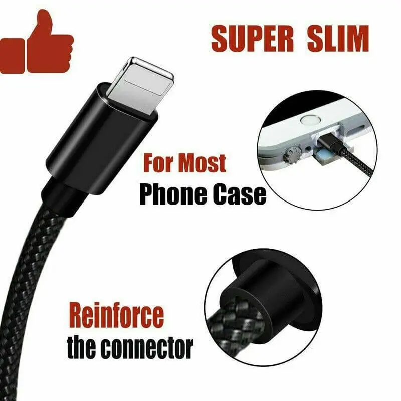 USB Charging Cable Charger Compatible For iPhone 14 13 12 11 7 X XS 8 6s iPads