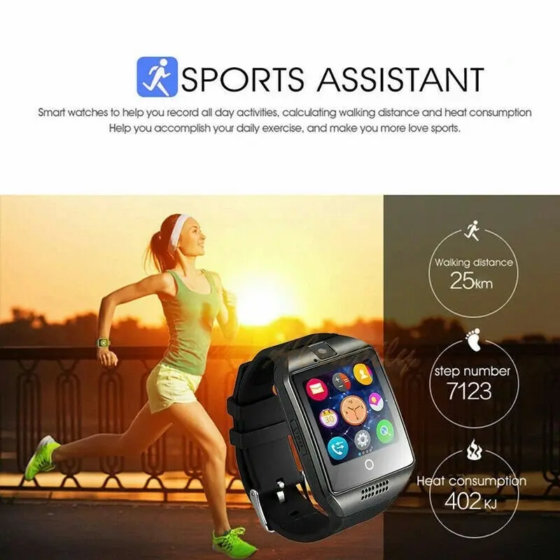 Smart Watch with Camera Bluetooth Pedometer Sim Card Slot for iPhone & Android | Water Resistant