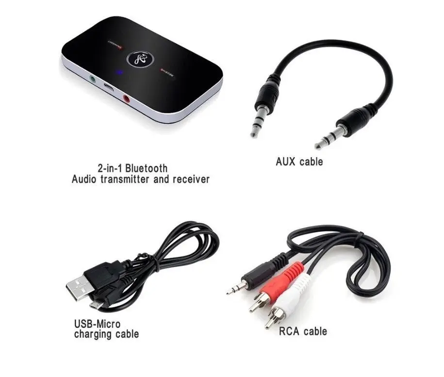 2 in 1 Wireless Bluetooth 5.0 Audio Transmitter Receiver 3.5mm Adapter For TV PC