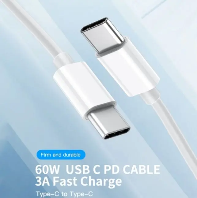 2 Pack Braided USB Type C to USB-C Cable Charge PD 60W Quick Charging Data Fast Charger