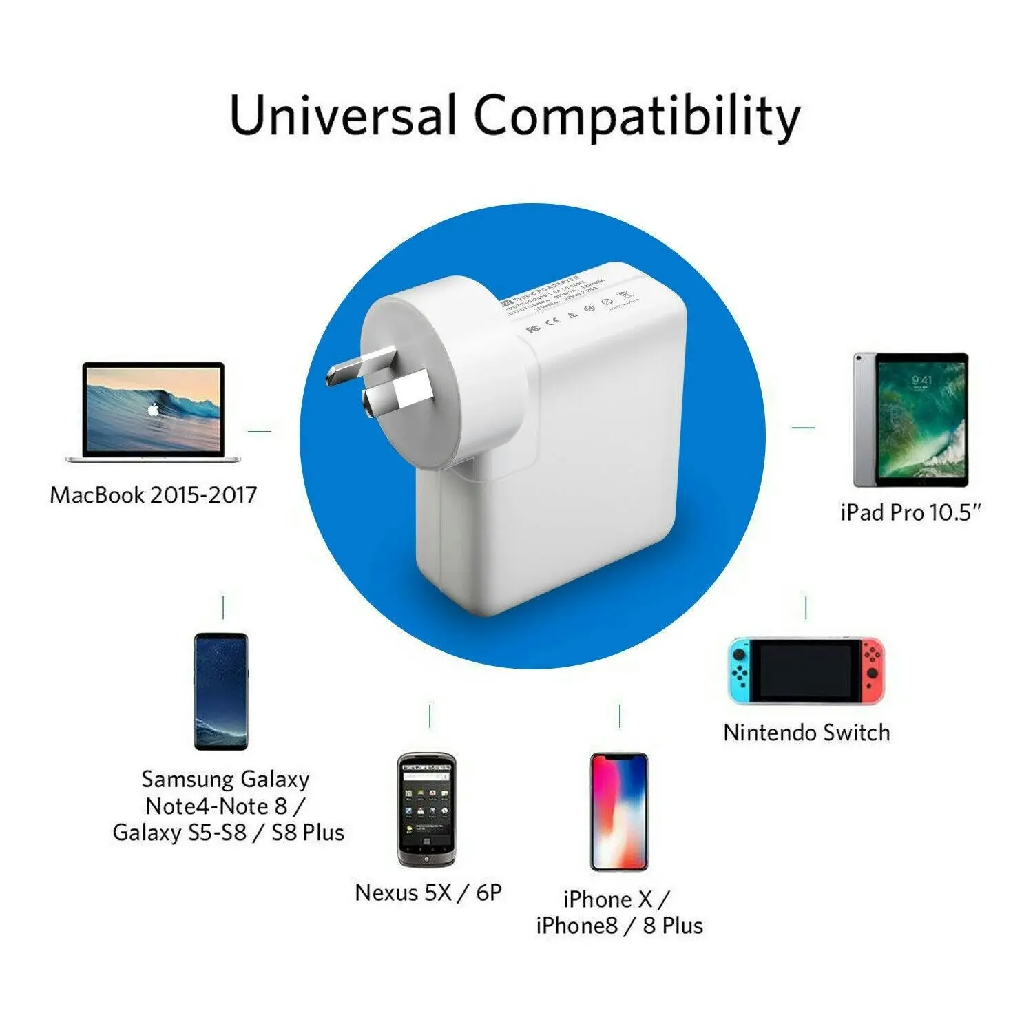 45W USB-C Fast Charger for iPhone 15, Samsung S24 23 Fold 6 5, Steam Deck, Pixel 8 7