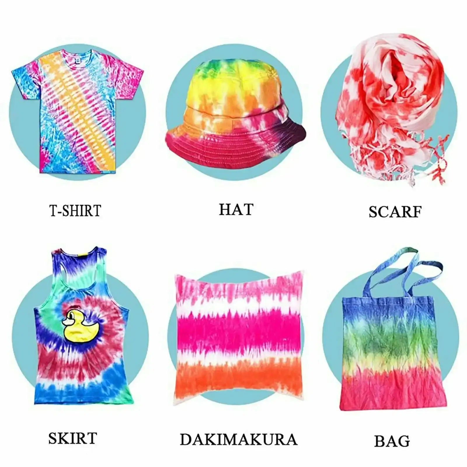 Tie Dye Kit 5 Colours Kits One Step Fabric Rainbow Neon Carousel Ultimate Art