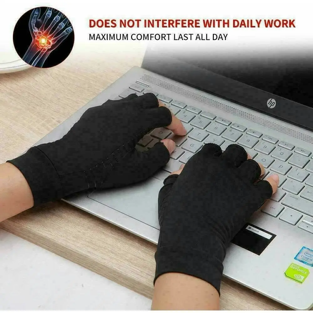 Compression Copper Arthritis Gloves Hand Wrist Finger Joint Pain Relief Support