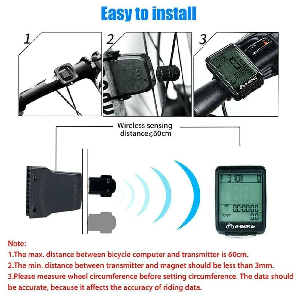 Waterproof Wireless Mountain Bike Computer Bicycle Speedometer Cycle Odometer MA