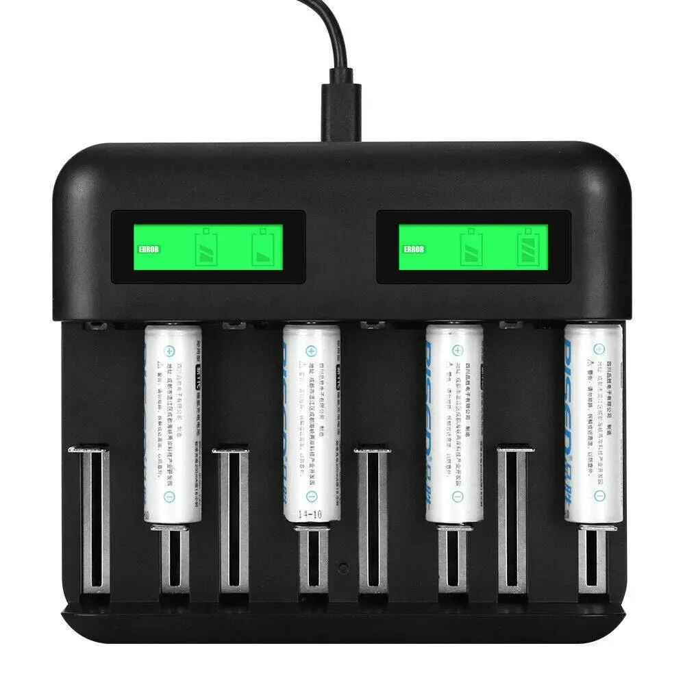 Smart Battery Charger 8 Slots LCD Display For AA/AAA/C/D Rechargeable Batteries