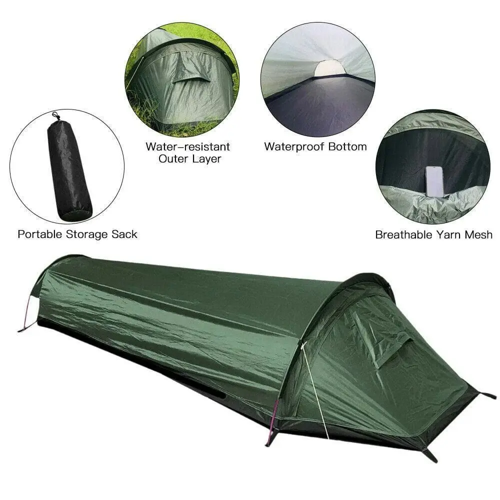 Ultralight Bivy Camping Tent Waterproof Sleeping Bag Travel Backpack Single Tent