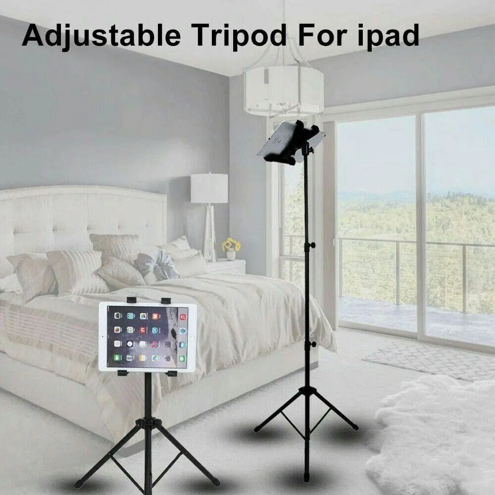 Adjustable Floor Bed Tripod Stand Carrying Music Bracket for iPad 7-12" Tablets