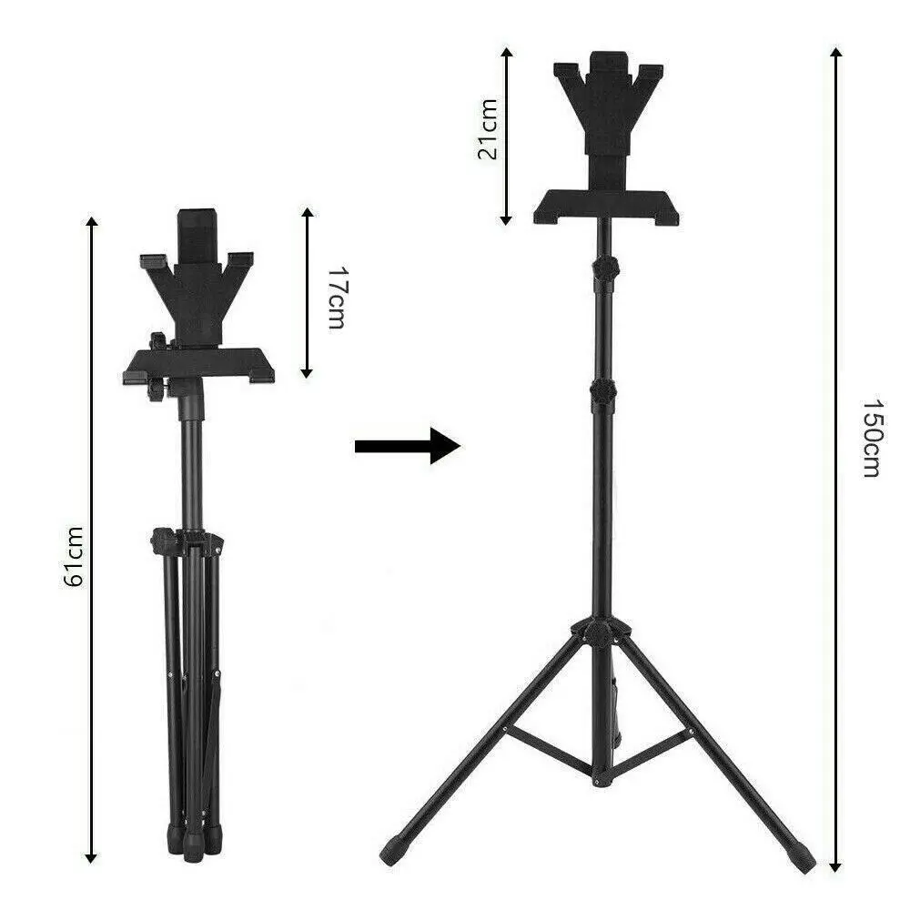 Adjustable Floor Bed Tripod Stand Carrying Music Bracket for iPad 7-12" Tablets