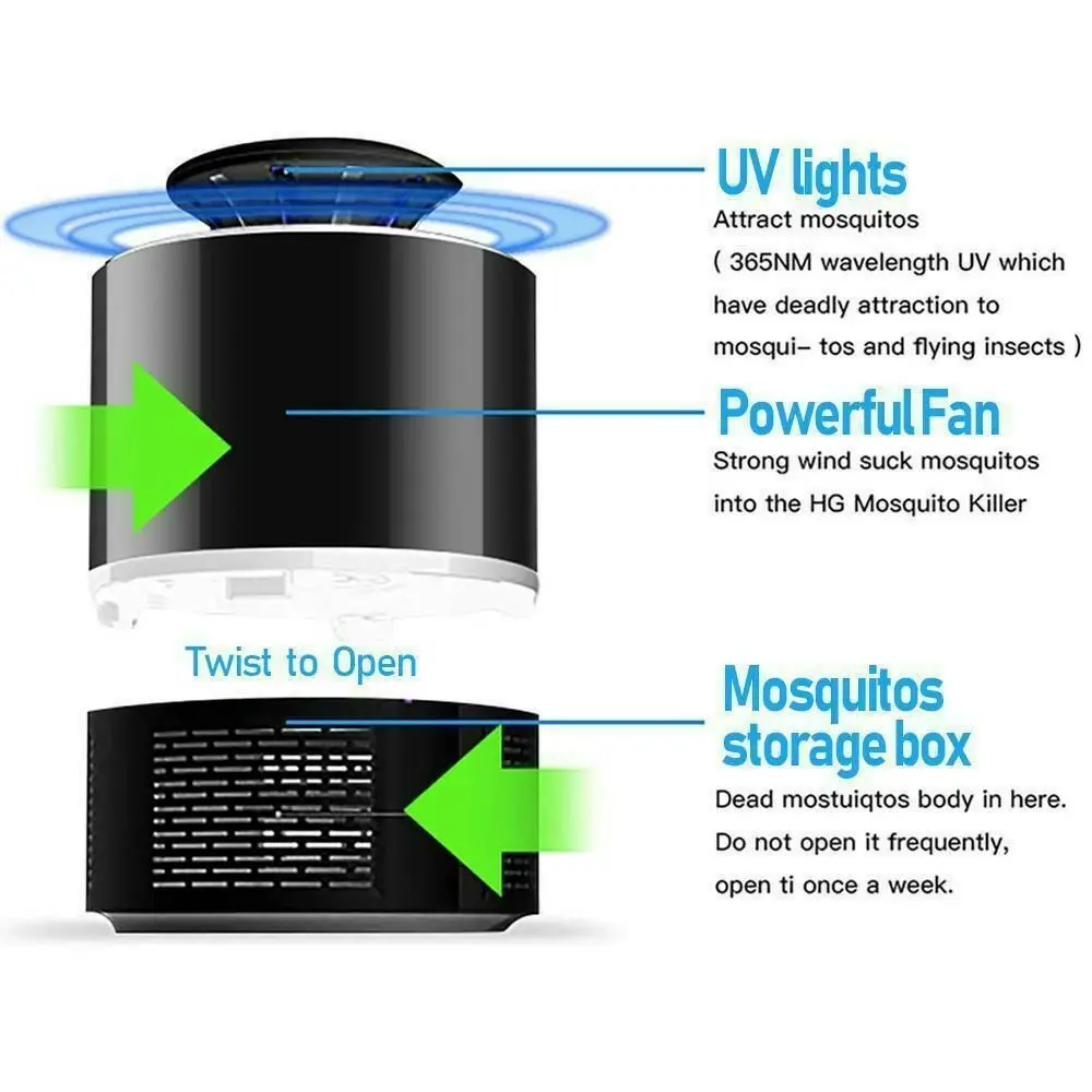 USB Mosquito Insect Killer Electric Lamp LED Light Fly Bug Zapper Trap Catcher