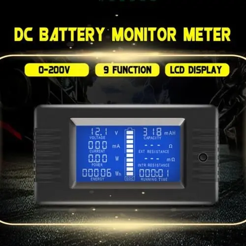 50A LCD Display DC Battery Monitor Meter 200V Voltmeter Amp For RV System