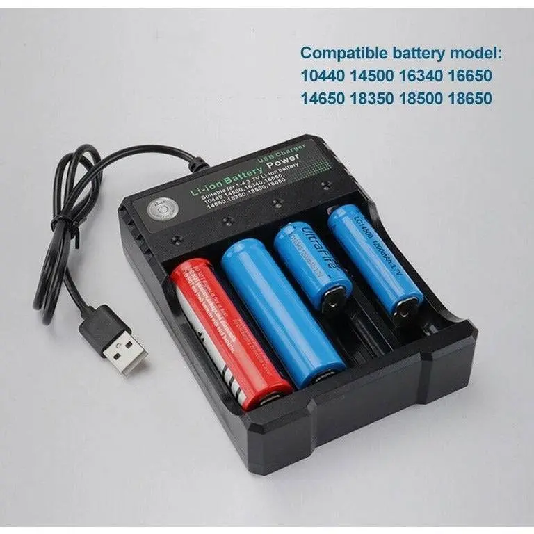 4x 3.7V 18650 Li-ion Rechargeable Battery + USB Smart Charger Indicator