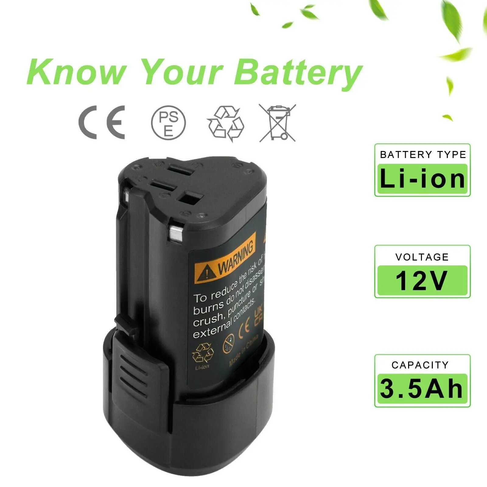 12V 3.5Ah Battery For Worx WA3503 WA3504 WA3505 WA3509 WX125 Cordless Power Tool