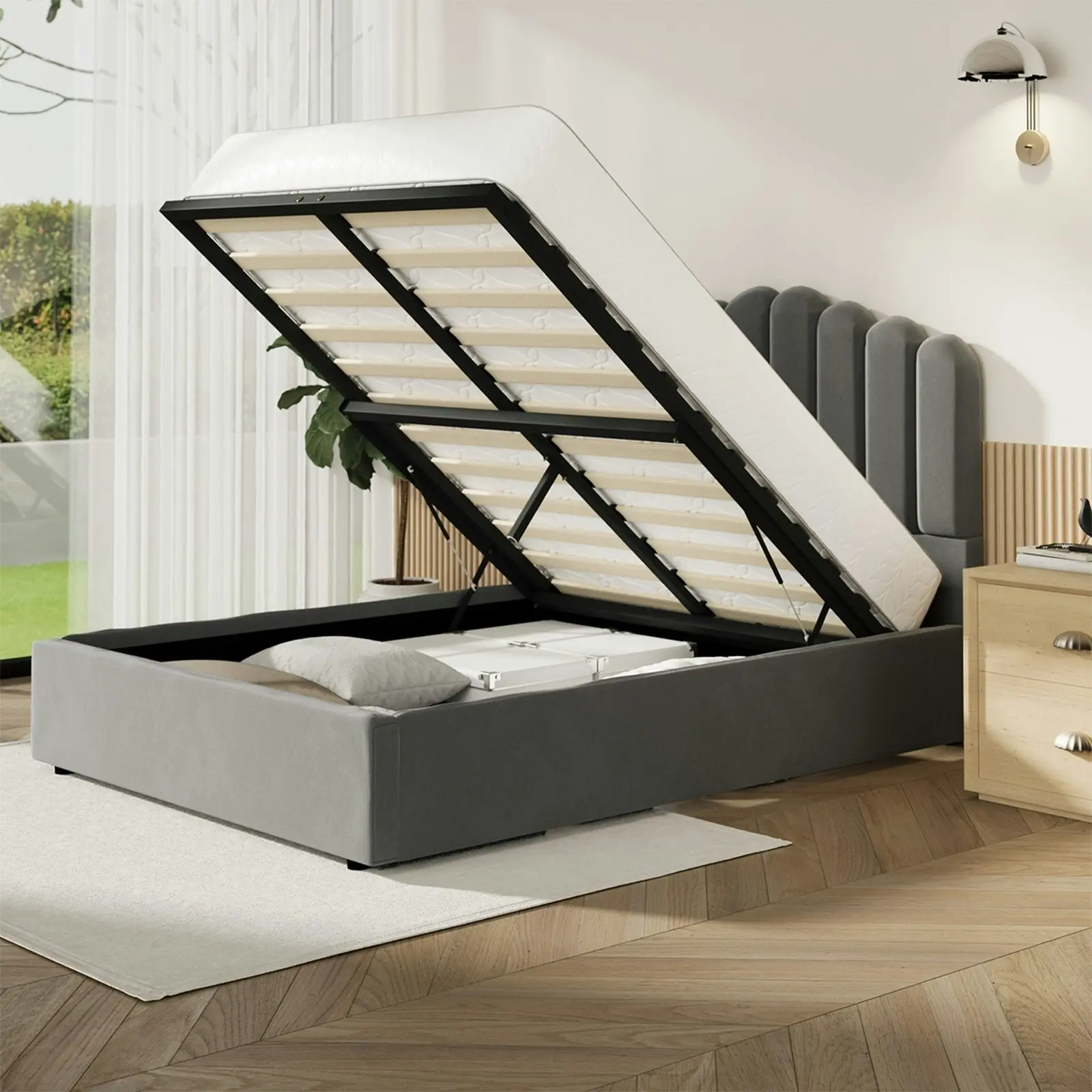 Oikiture Bed Frame Gas Lift-Queen