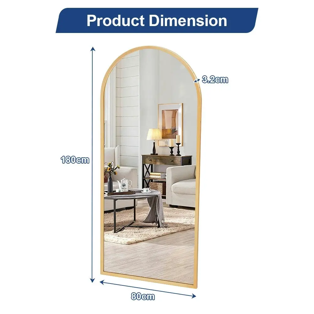 Propulse Gold Full Length Mirror Floor Standing or Wall Mount Makeup Home Decor