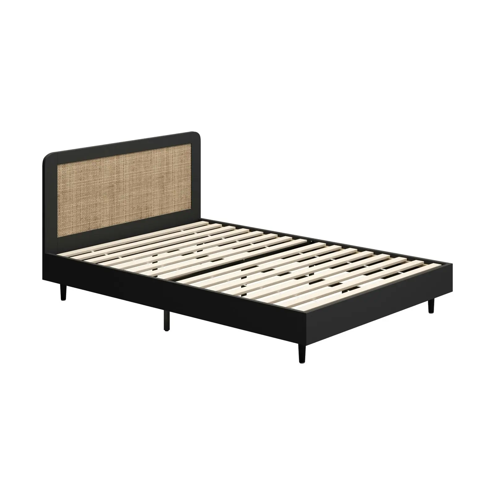 Oikiture Bed Frame Wooden Bed Frame Black-Queen