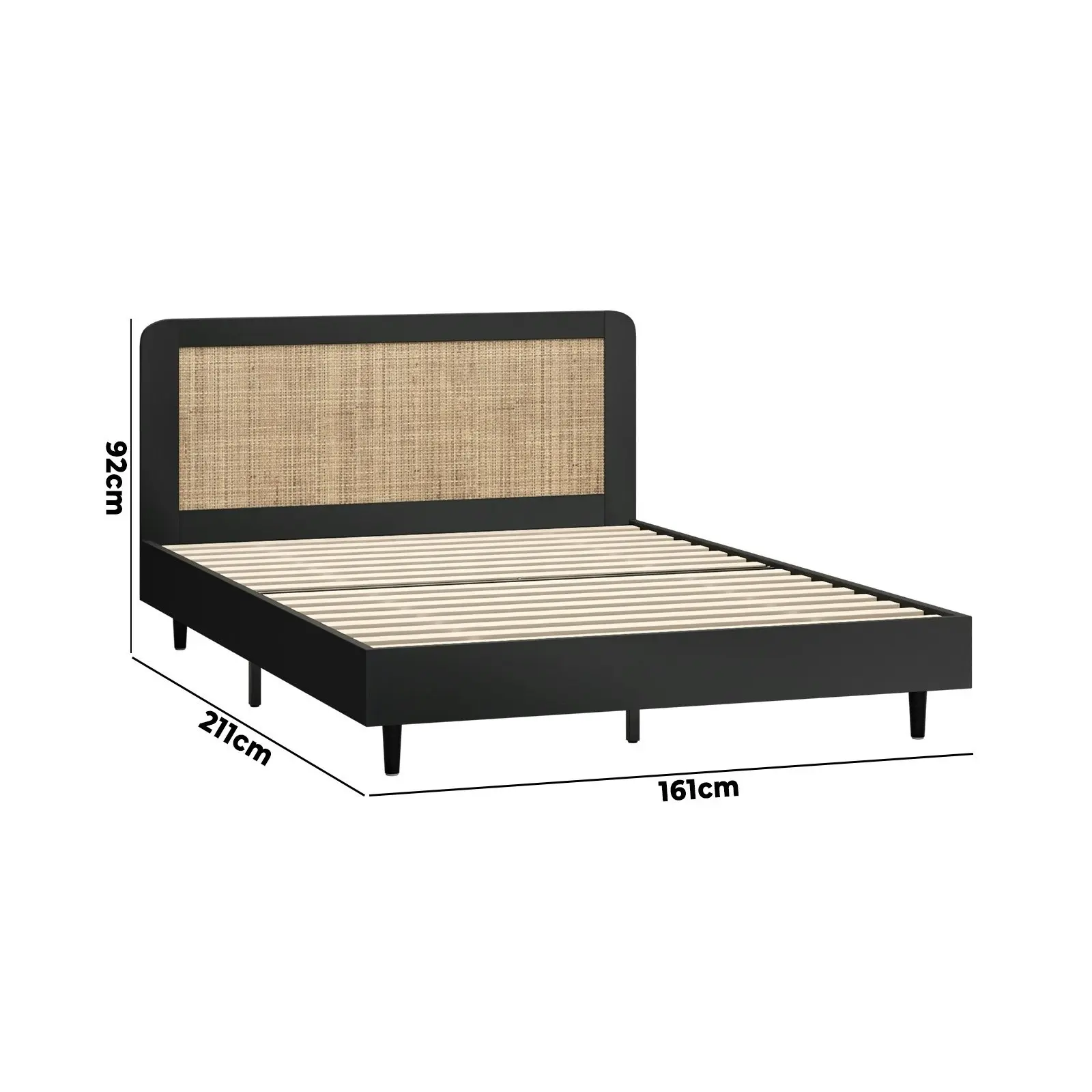 Oikiture Bed Frame Wooden Bed Frame Black-Queen