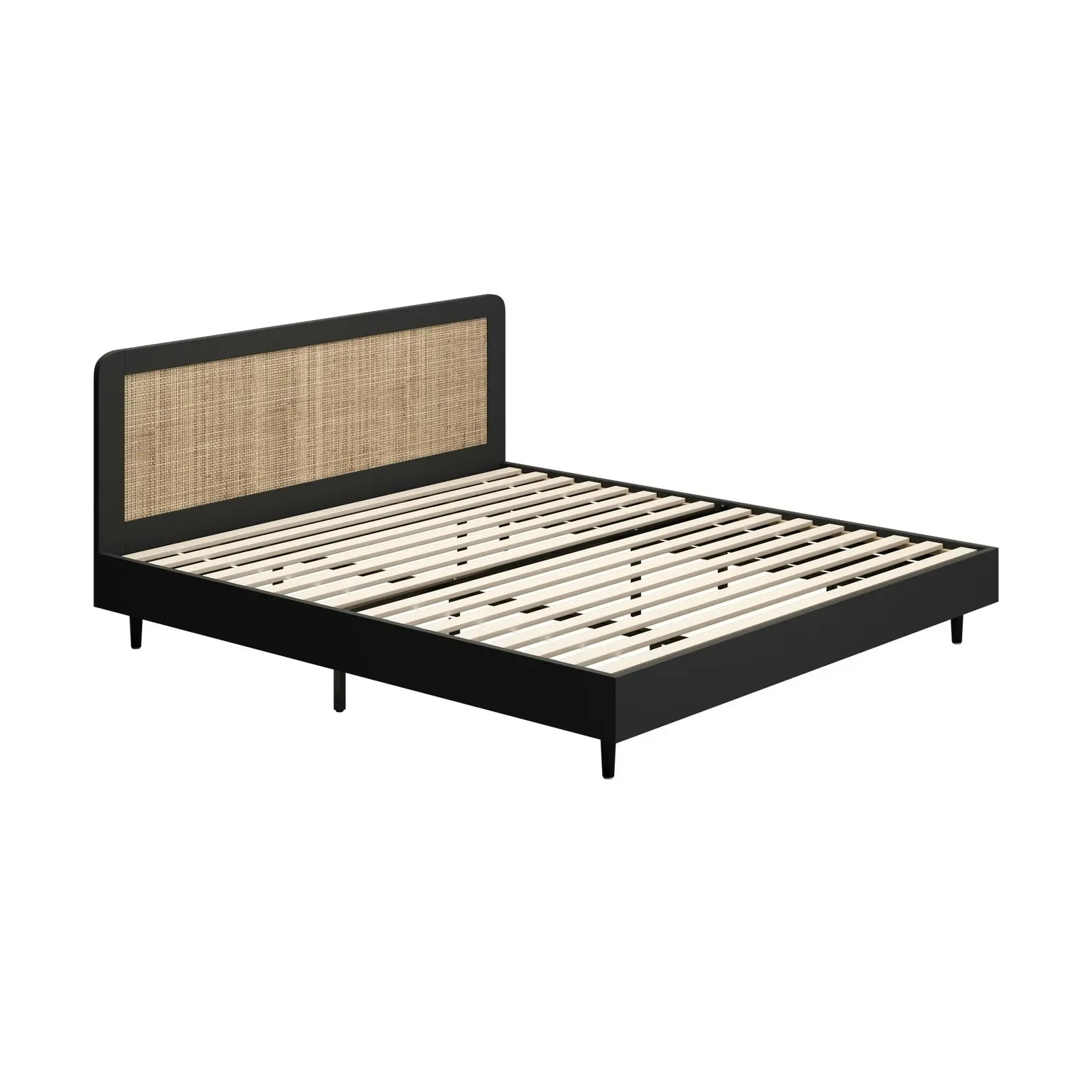 Oikiture Bed Frame Wooden Bed Frame Black-King