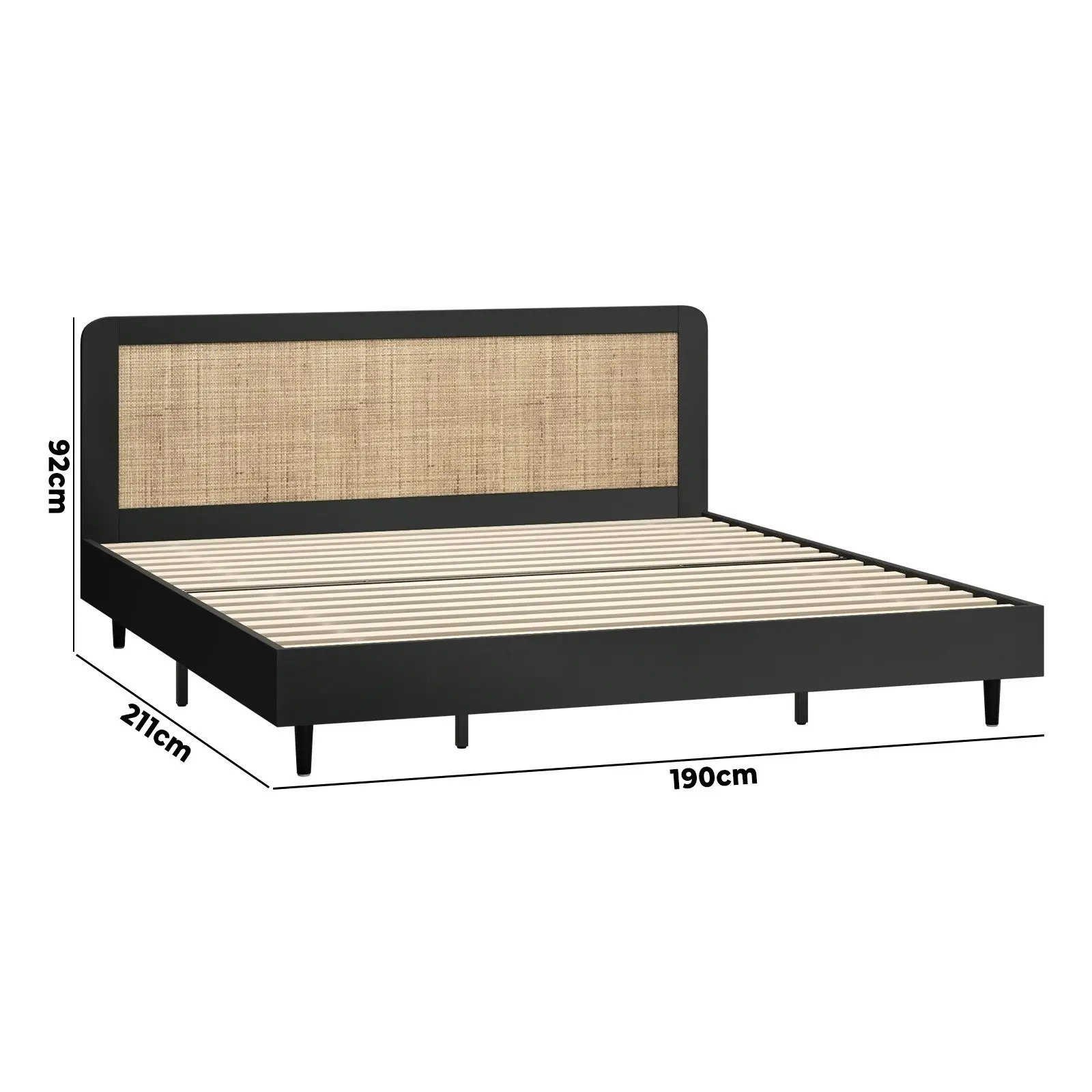 Oikiture Bed Frame Wooden Bed Frame Black-King