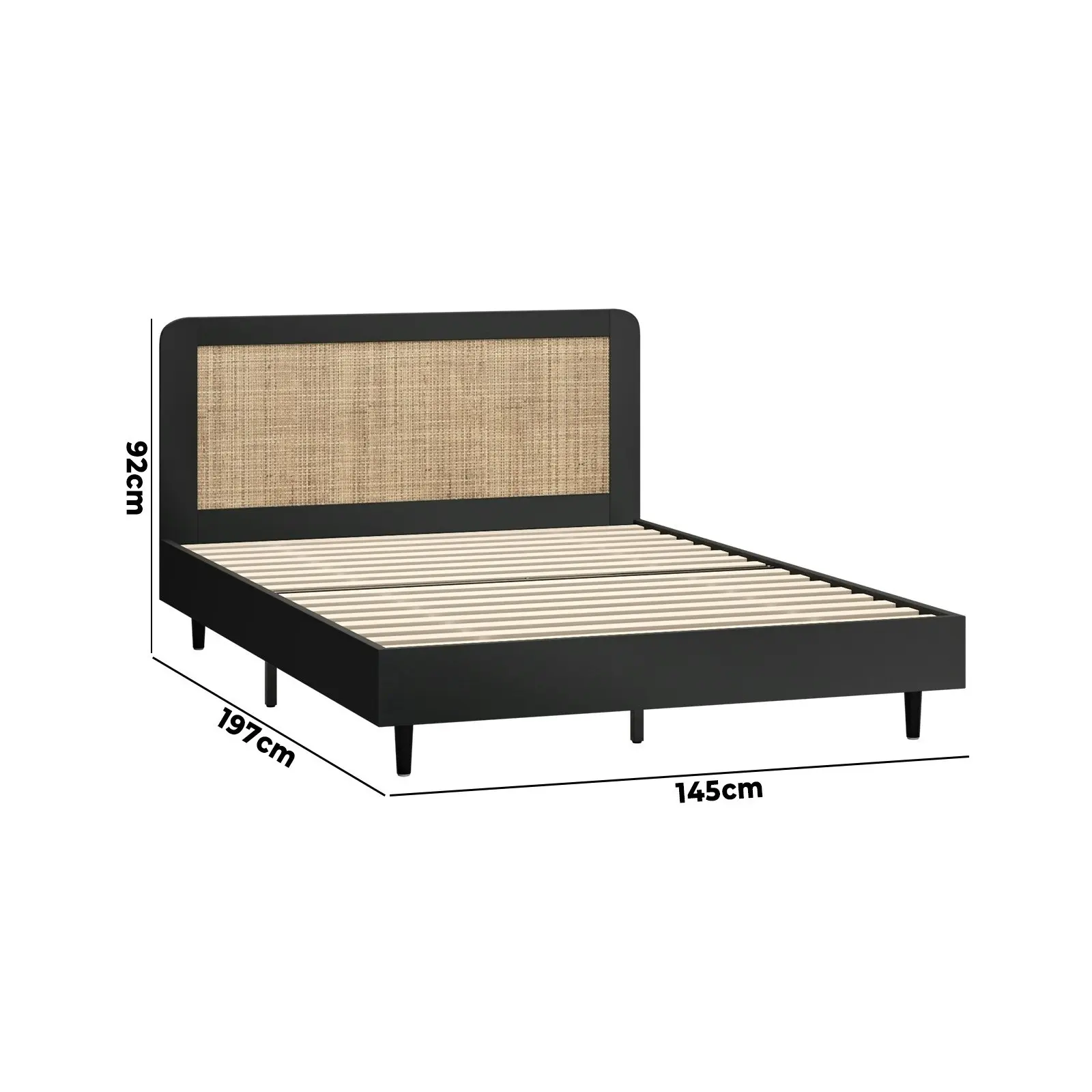 Oikiture Bed Frame Wooden Bed Frame Black-Double