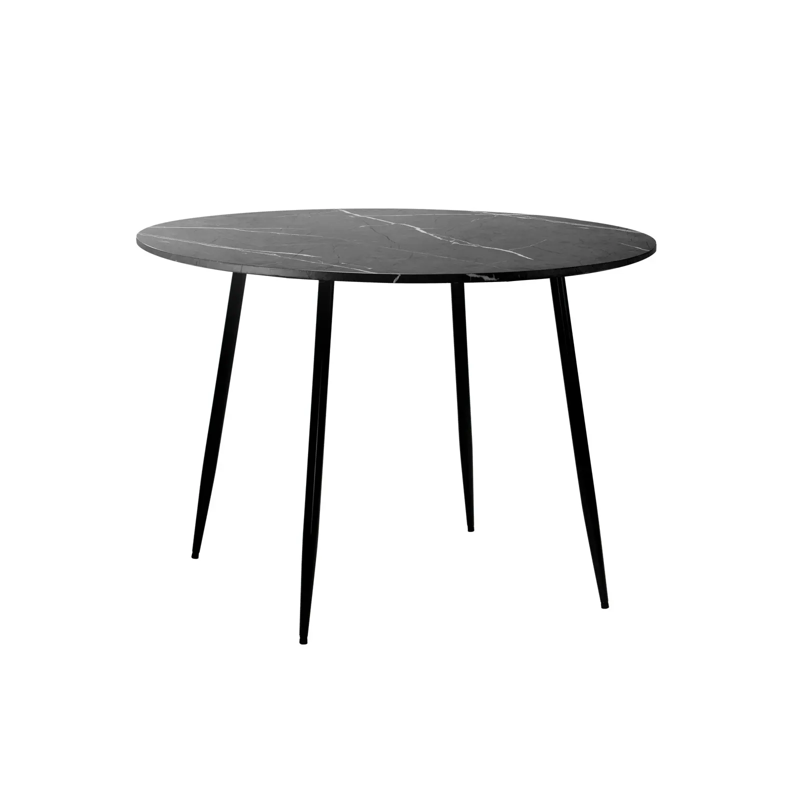 Oikiture 110cm Dining Table Round Wooden Table With Marble Effect Metal Legs GY