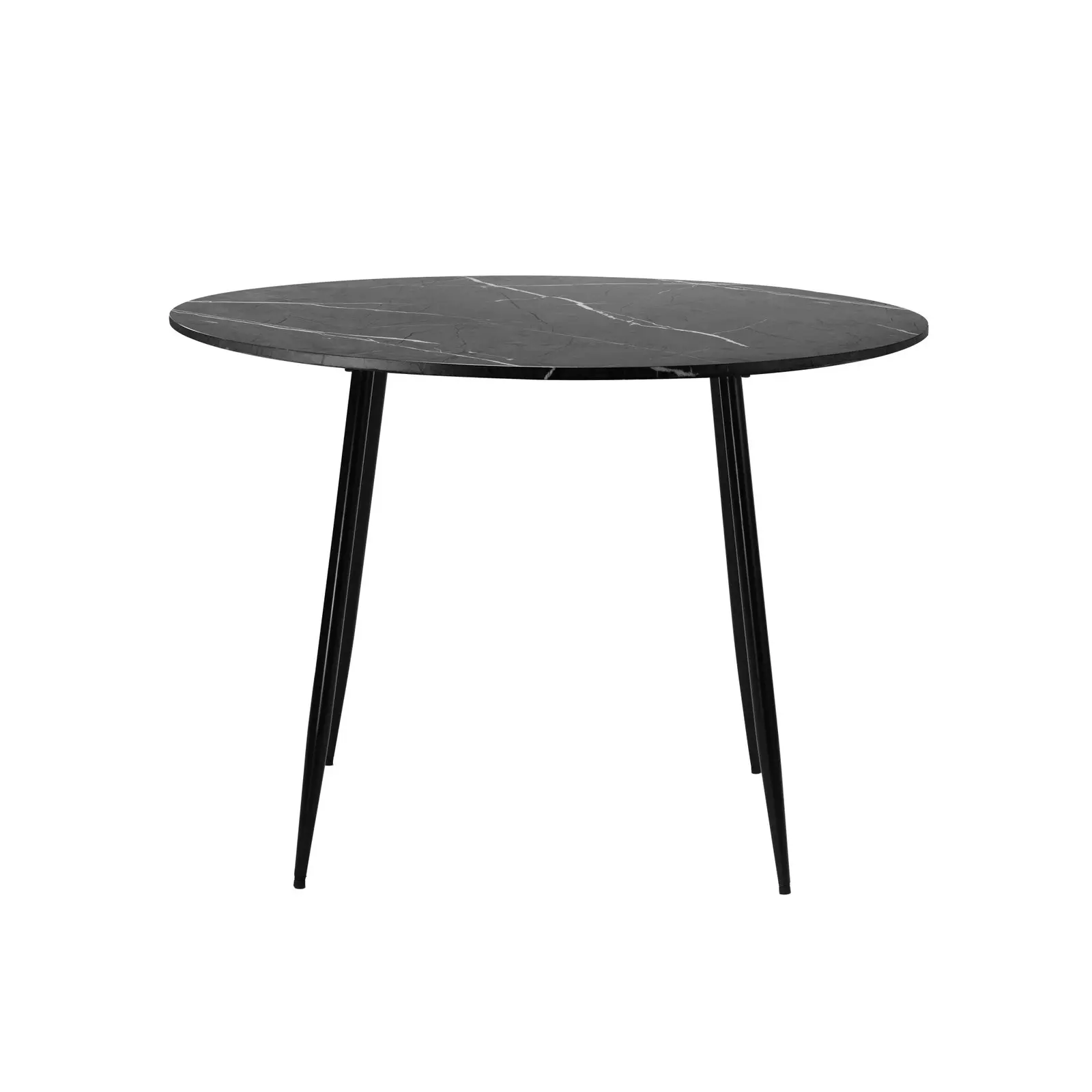 Oikiture 110cm Dining Table Round Wooden Table With Marble Effect Metal Legs GY