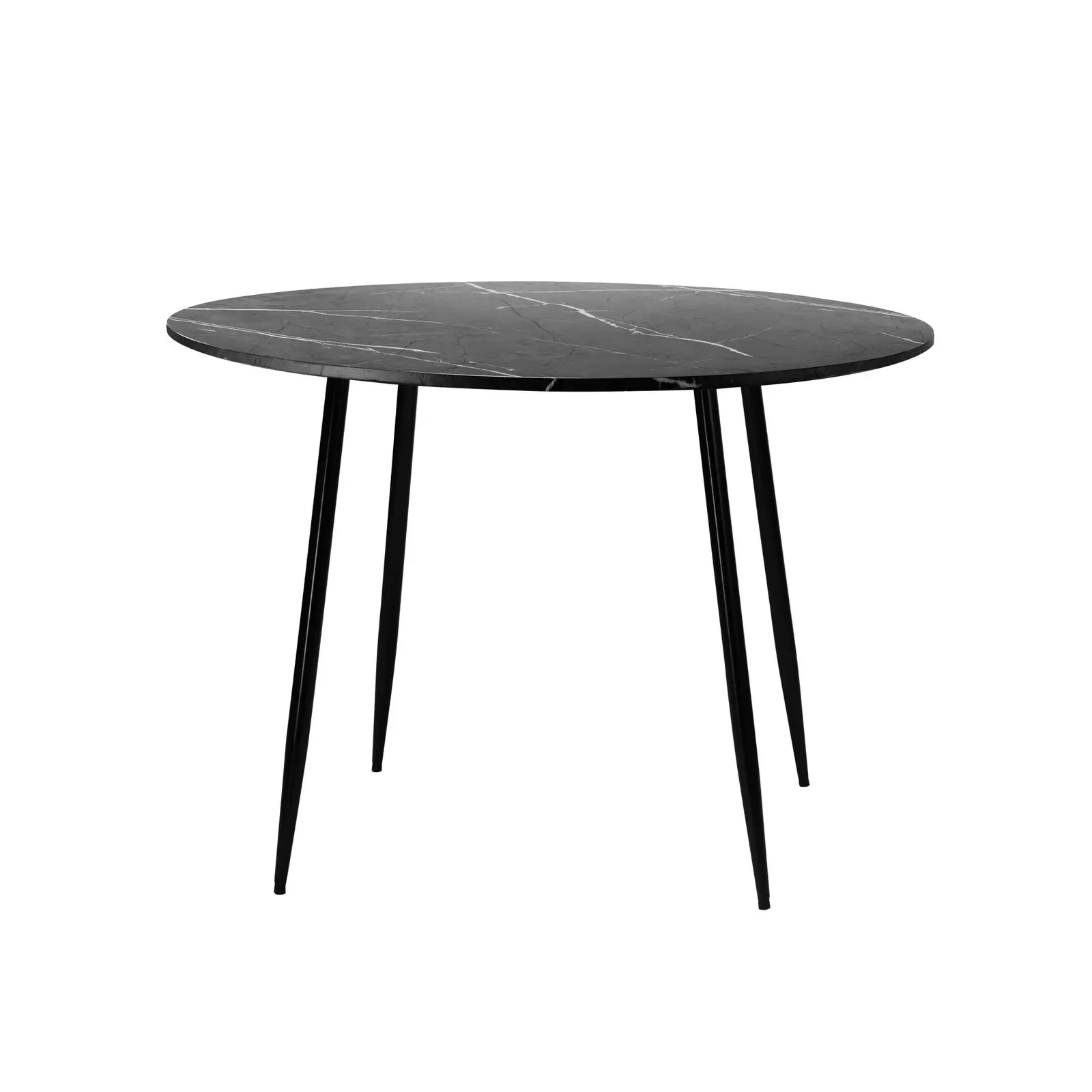 Oikiture 110cm Dining Table Round Wooden Table With Marble Effect Metal Legs GY