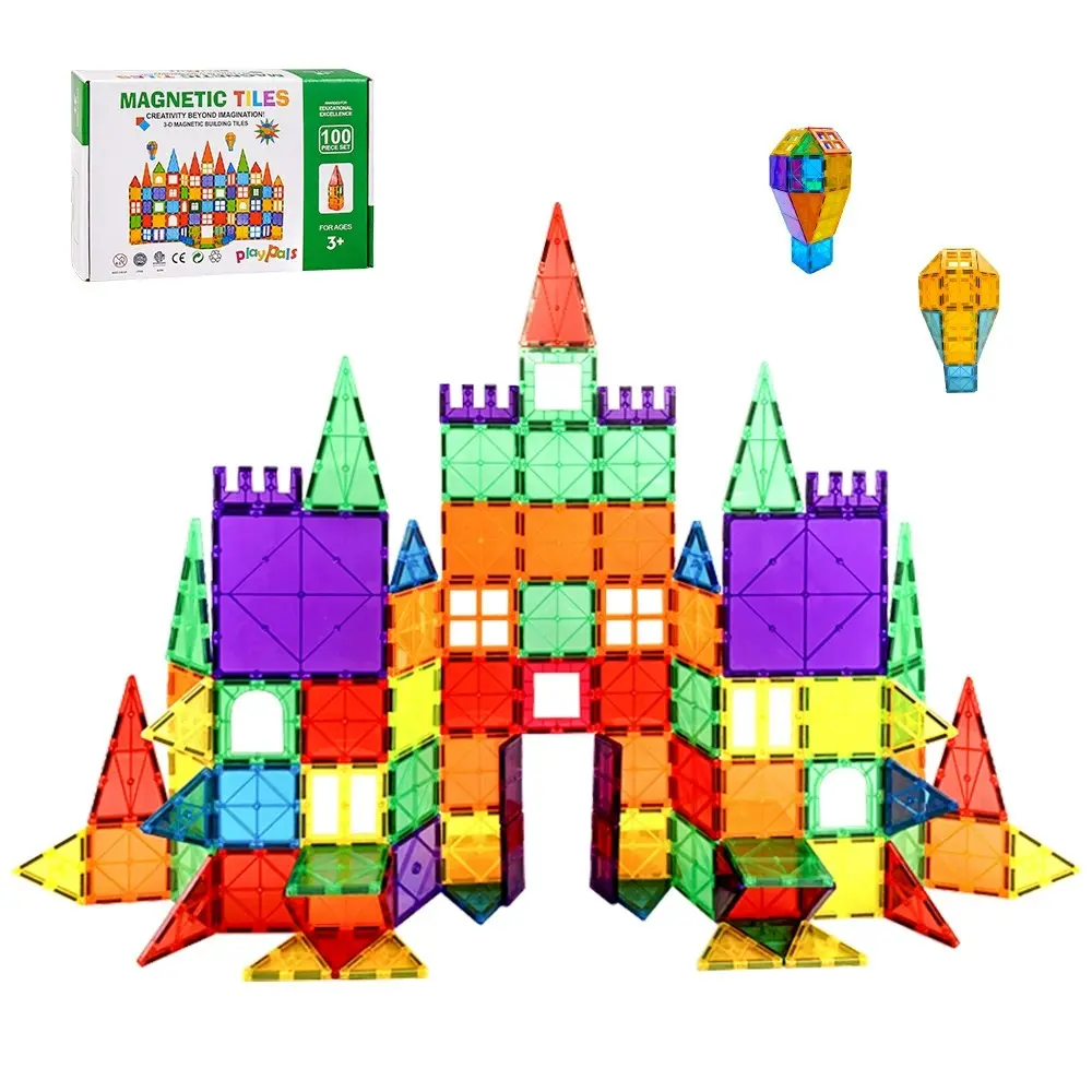 Playpals Kids Magnetic Tiles Blocks Building Educational Toys Child Gift 100PCS