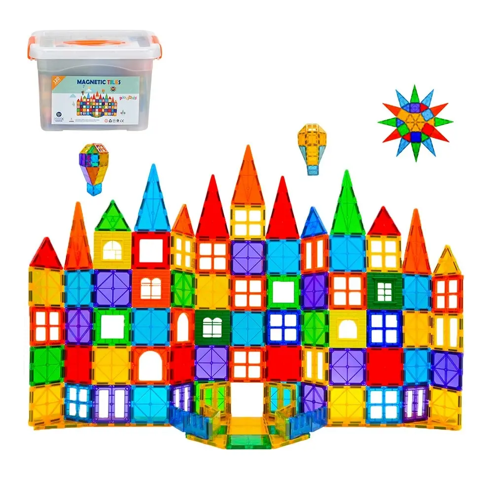 Playpals Kids Magnetic Tiles Blocks Building Educational Toys Child Gift 120PCS