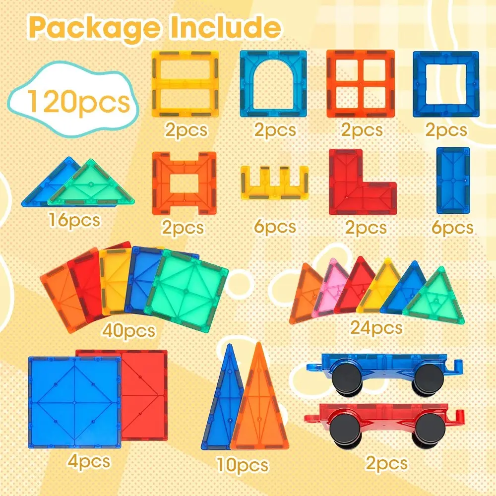 Playpals Kids Magnetic Tiles Blocks Building Educational Toys Child Gift 120PCS