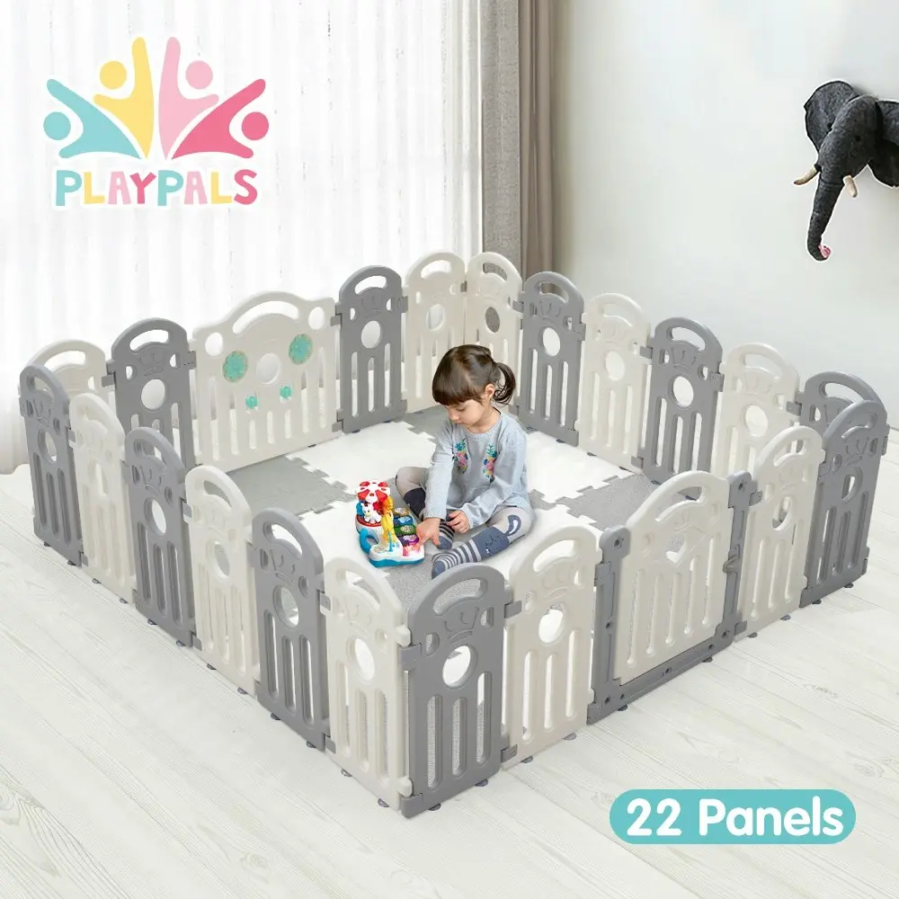 Playpals Kids Playpen Baby Safety Gate Toddler Fence Child Play Game 22 Panels