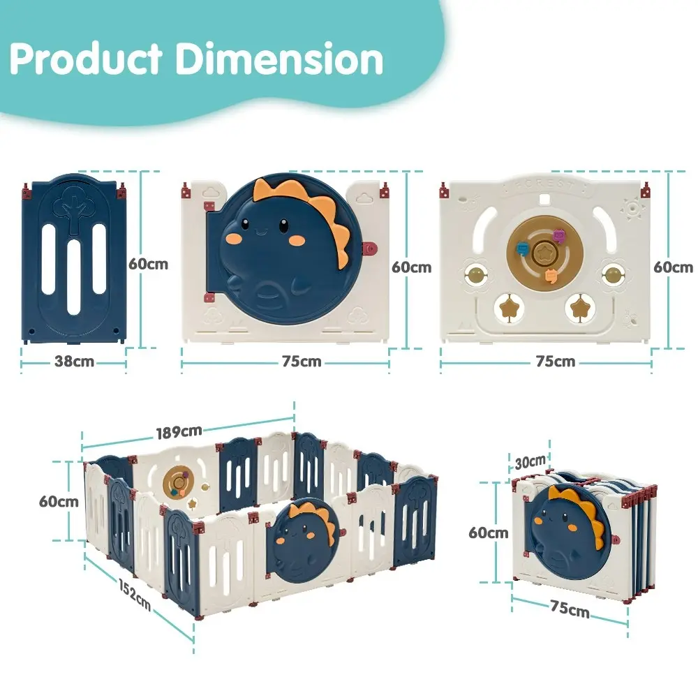 Playpals Kids Playpen Baby Large Safety Gate Toddler Fence Child Play 16 Panels
