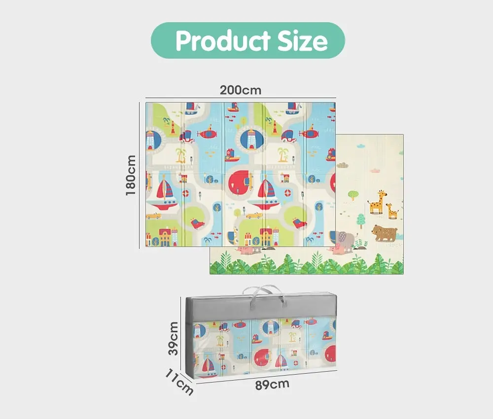 Playpals Kids Play Mat Baby Crawling Double Folding Pad XPE Foam Non-slip Carpet