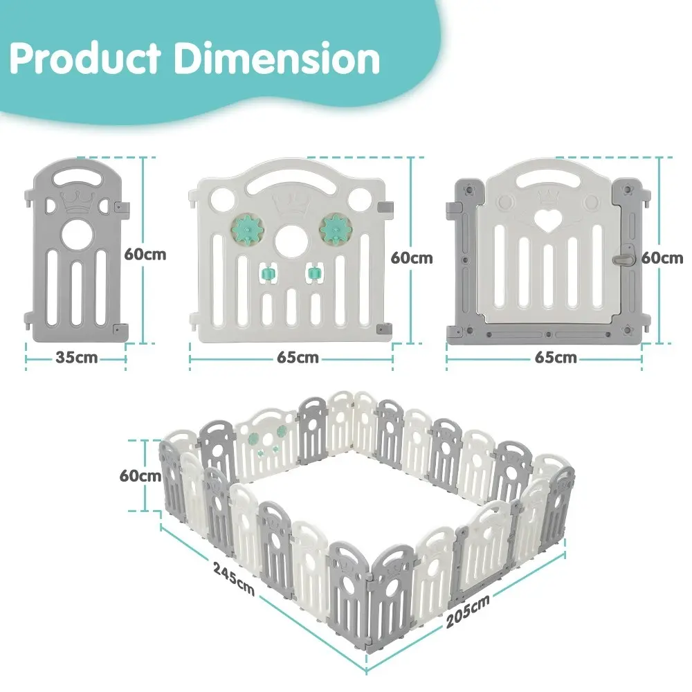 Playpals Kids Playpen Baby Safety Gate Toddler Fence Child Play Game 24 Panels