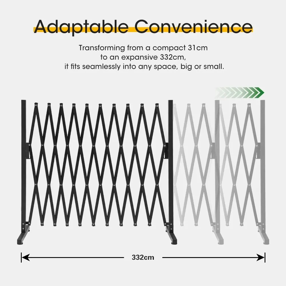 ZUNI Garden Security Fence Gate Expandable Aluminum Barrier Indoor Outdoor Black