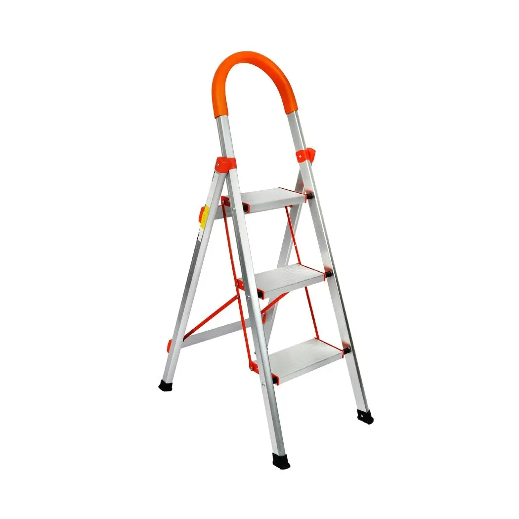 Traderight 3 Step Ladder Folding Aluminium Portable Multi Purpose Household Tool