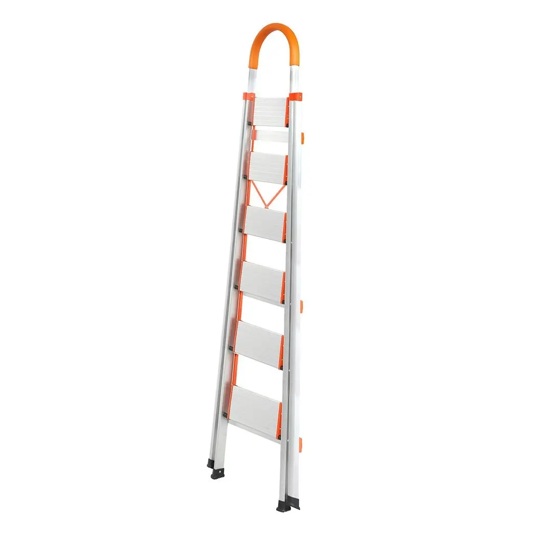 Traderight 6 Step Ladder Folding Aluminium Portable Multi Purpose Household Tool