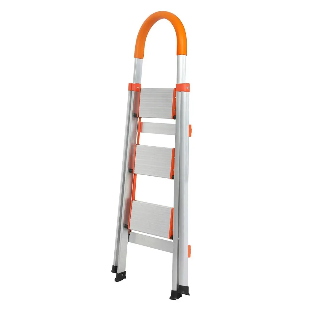 Traderight 3 Step Ladder Folding Aluminium Portable Multi Purpose Household Tool