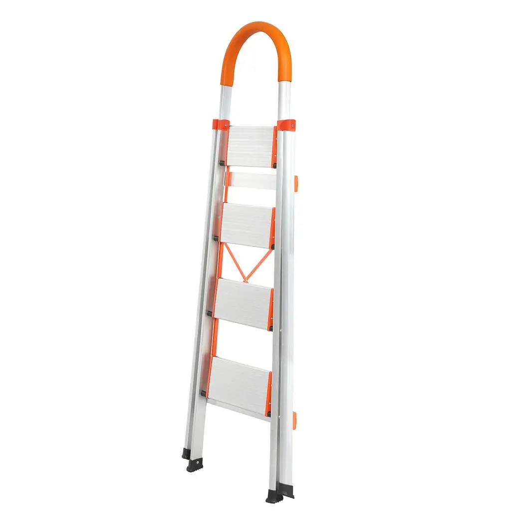 Traderight 4 Step Ladder Folding Aluminium Portable Multi Purpose Household Tool