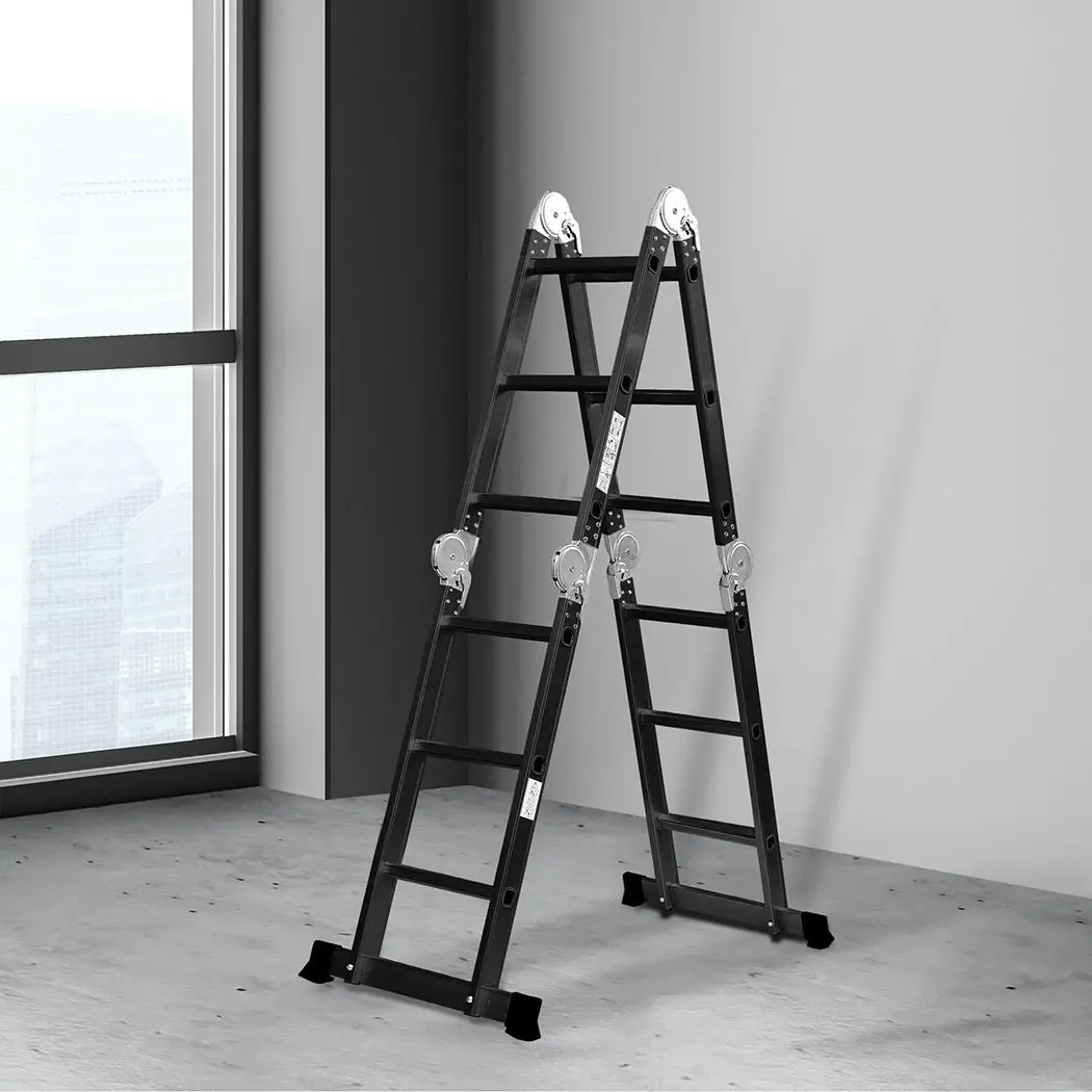 Traderight Multi Purpose Ladder Aluminium Folding Platform Extension Step 3.6M