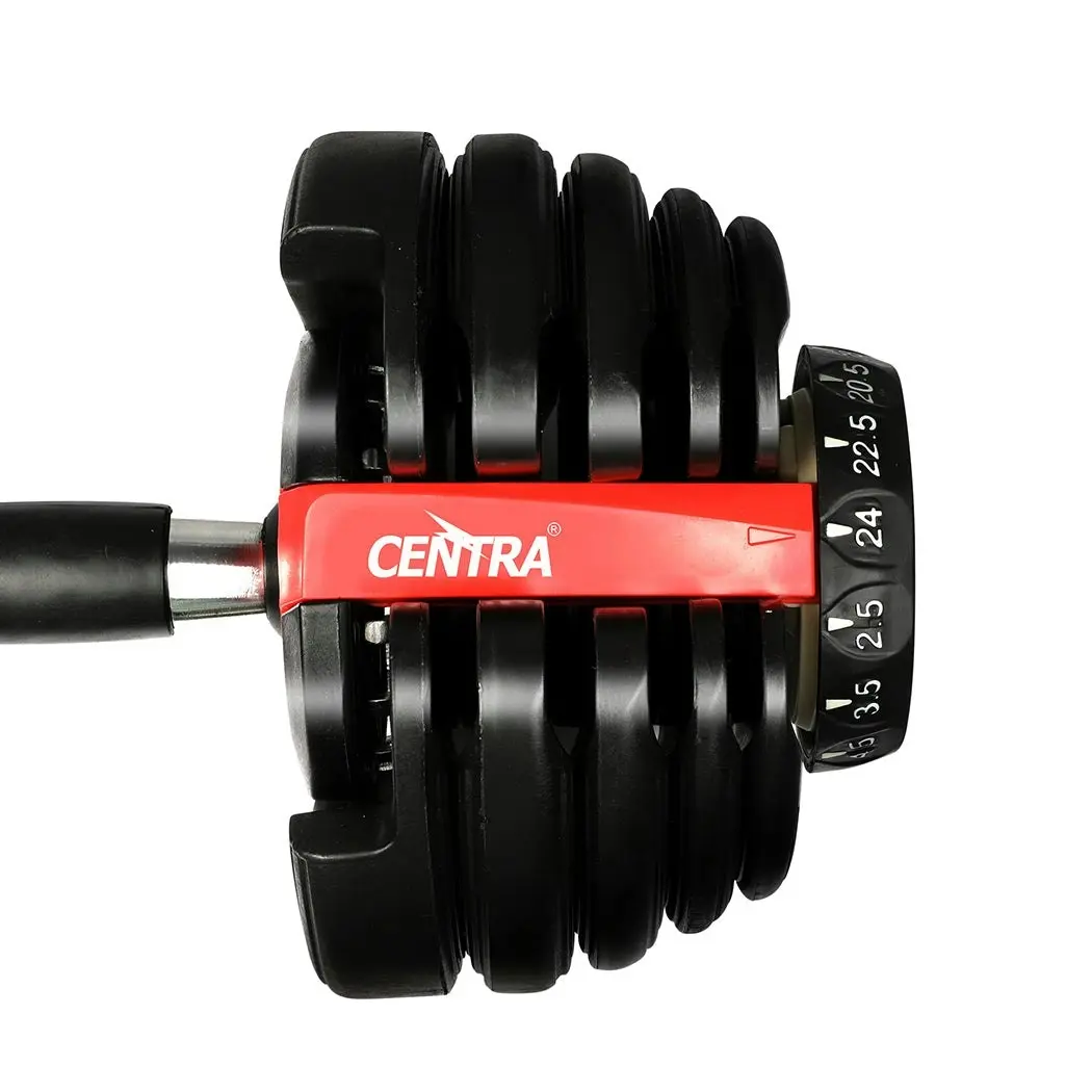 Centra 24kg Adjustable Dumbbell Single Weight Plates Home Gym Fitness Exercise